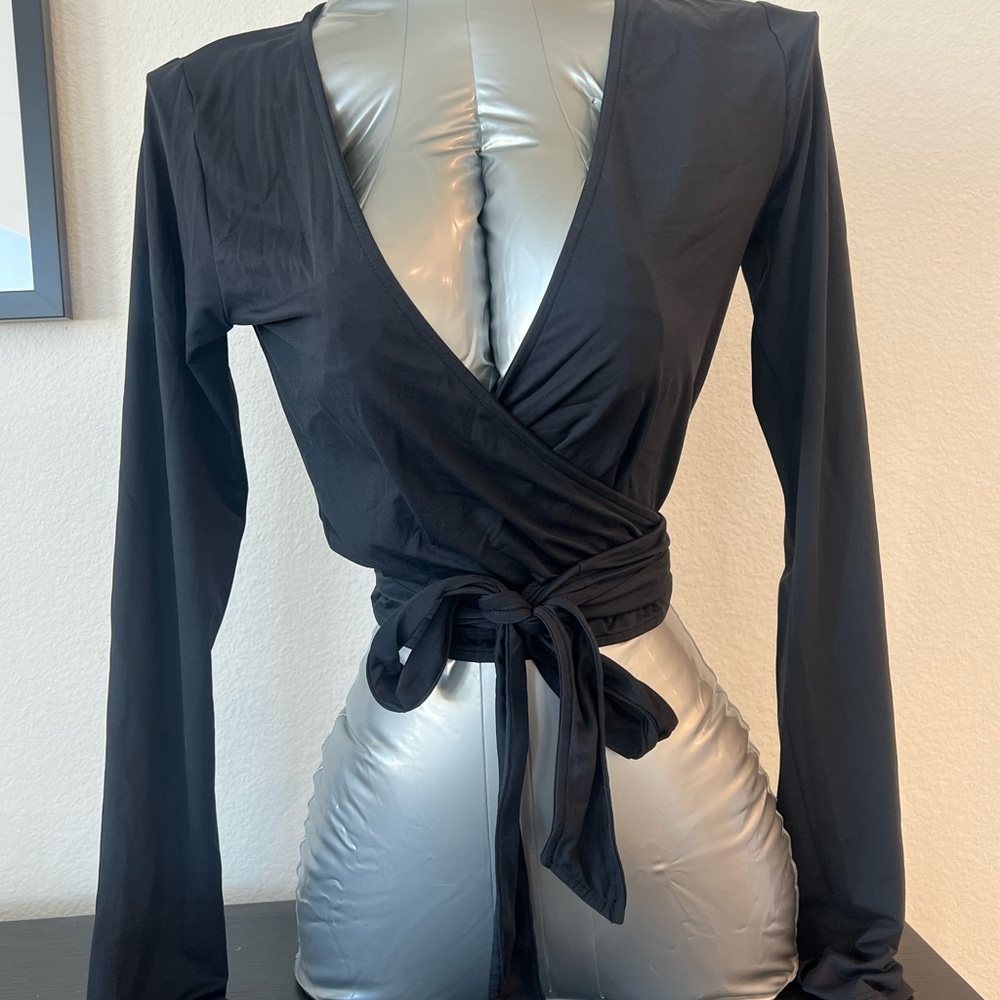 Elegant Black Wrap Top